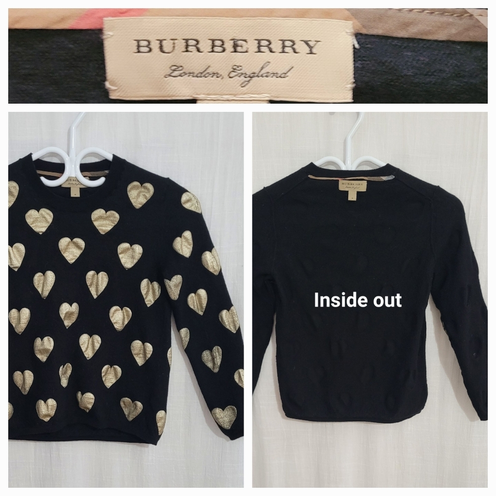 Burberry Kids Black Sweatshirt with Gold Hearts